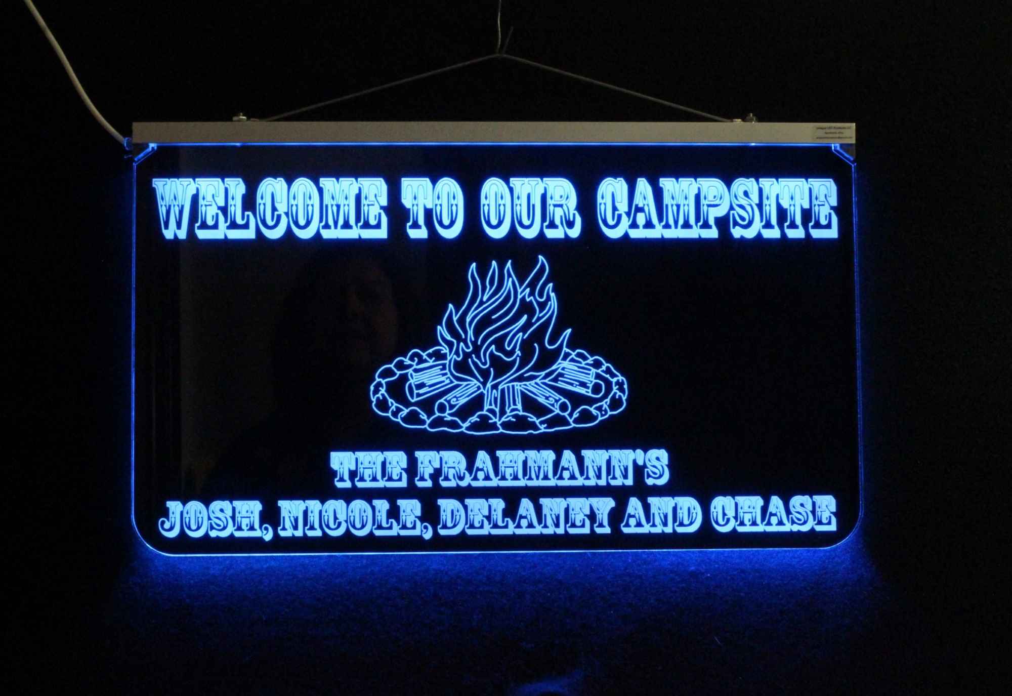 Custom LED Neon Sign with Campfire design- Camping sign